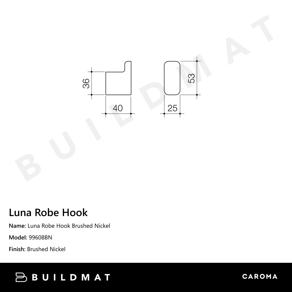 Luna Robe Hook Brushed Nickel