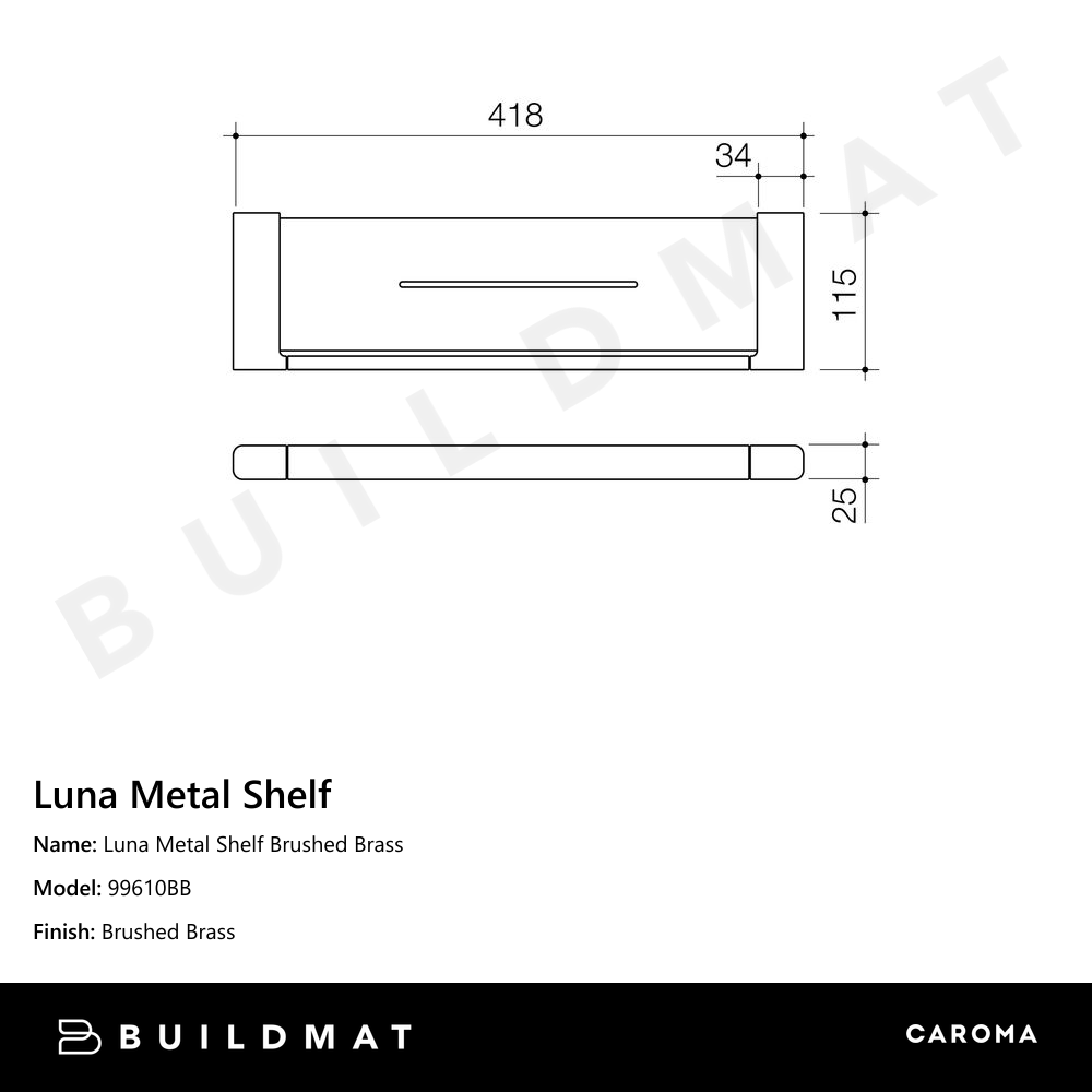 Luna Metal Shelf Brushed Brass