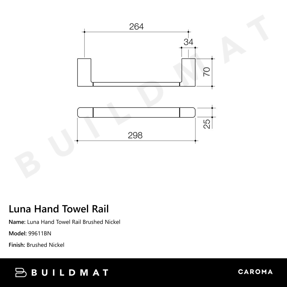 Luna Hand Towel Rail Brushed Nickel