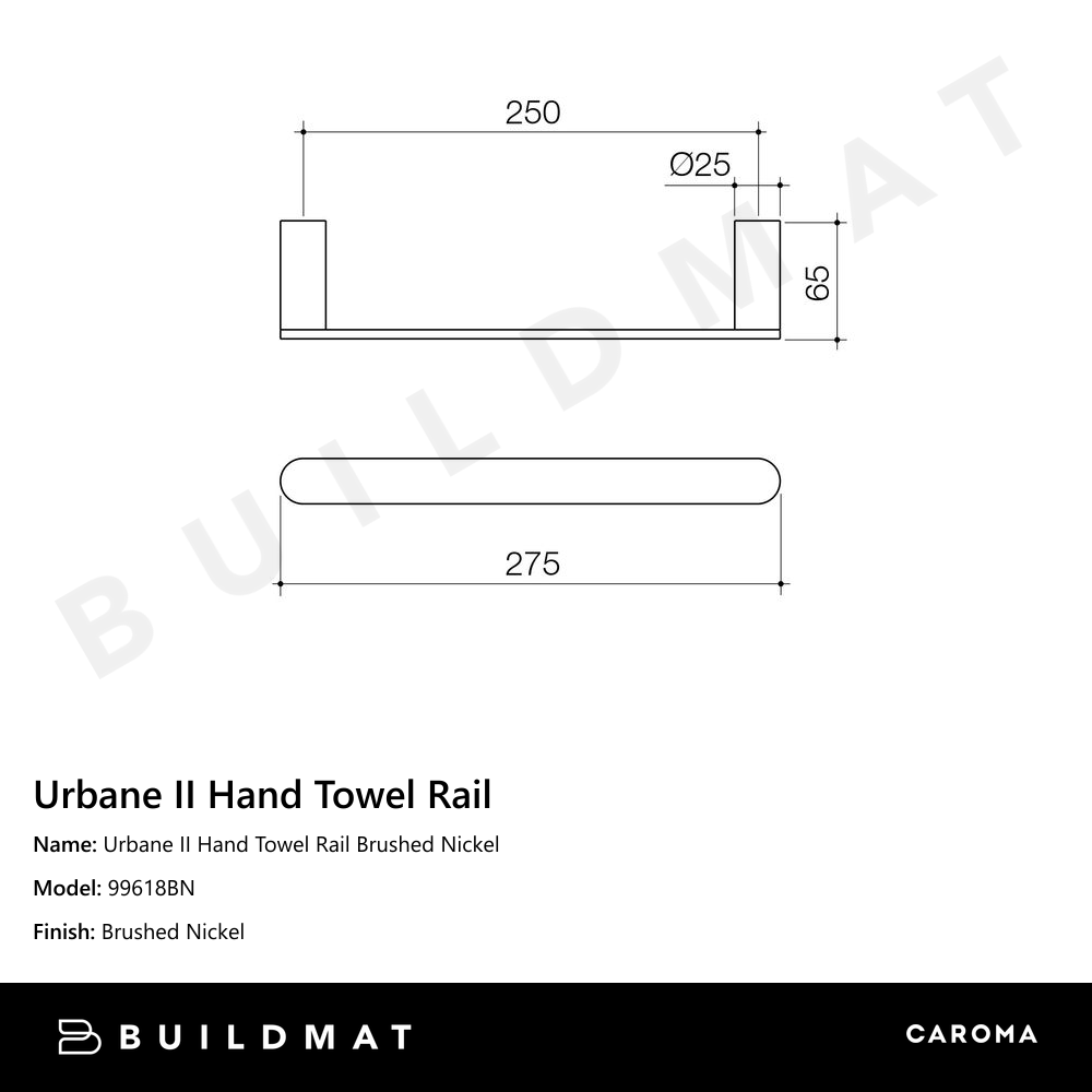 Urbane II Hand Towel Rail Brushed Nickel