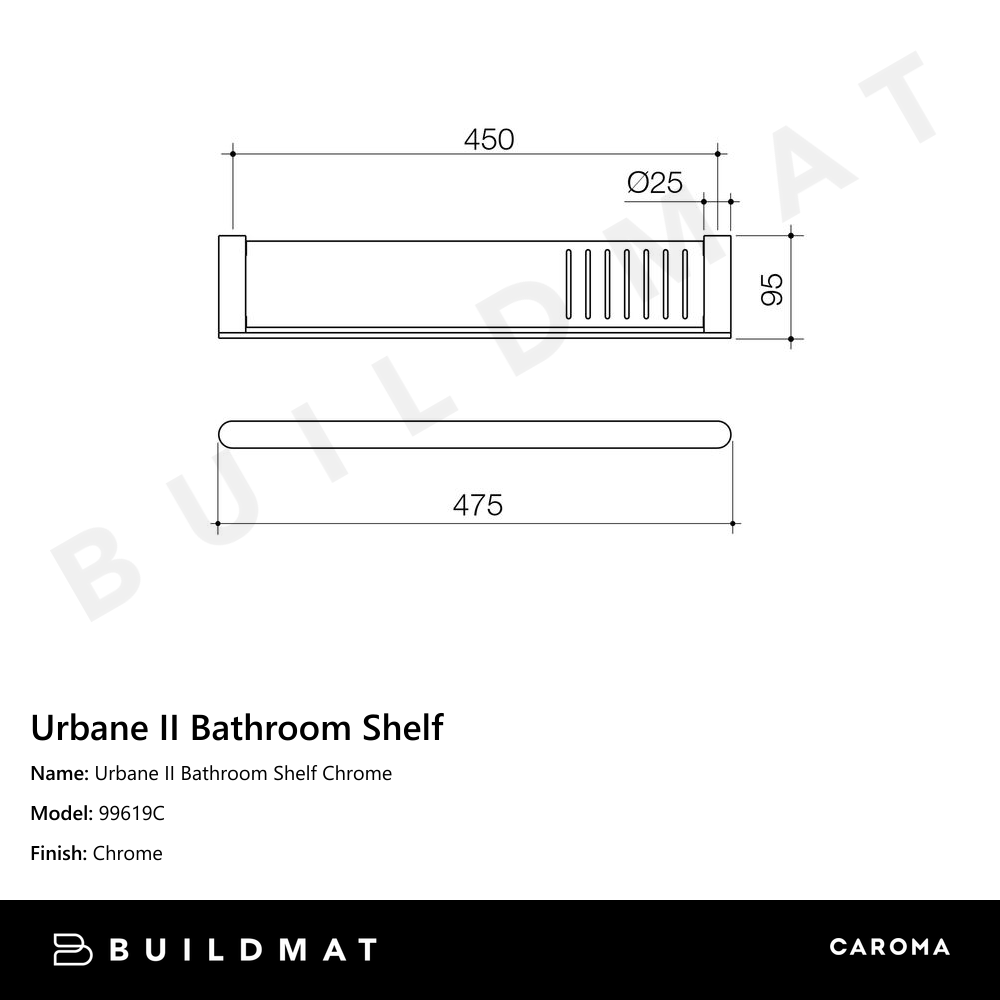 Urbane II Bathroom Shelf Chrome