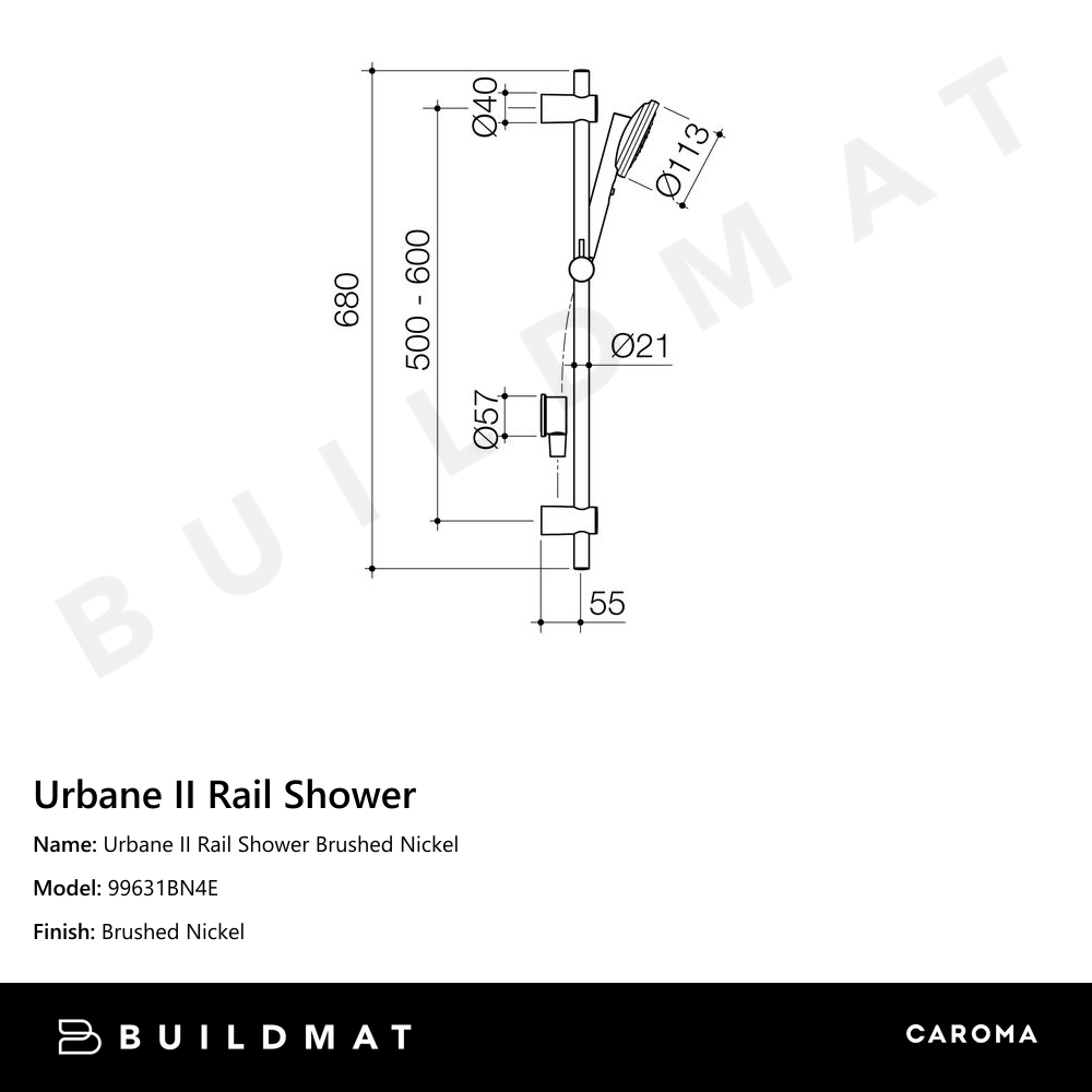 Urbane II Rail Shower Brushed Nickel