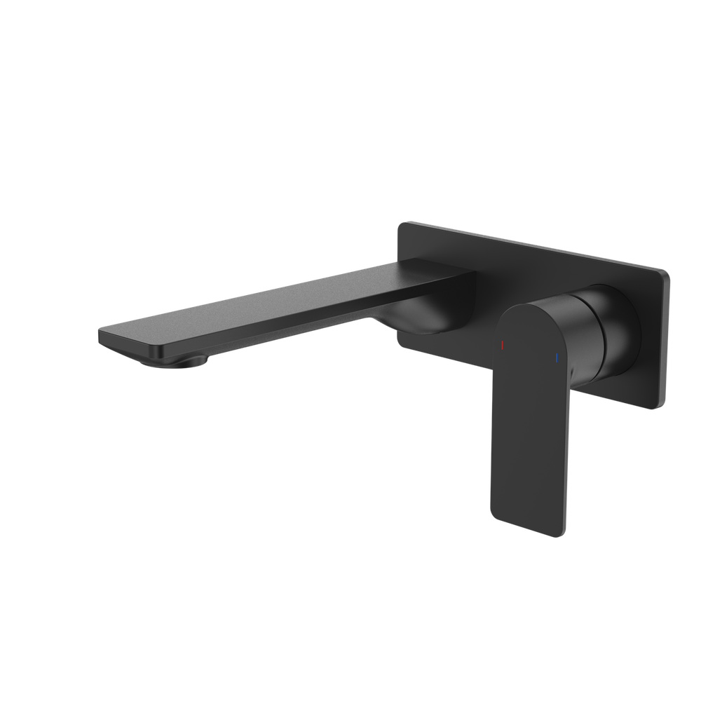 Urbane II 180mm Wall Basin/Bath Mixer Rectangular Cover Plate Matte Black Sales Kit