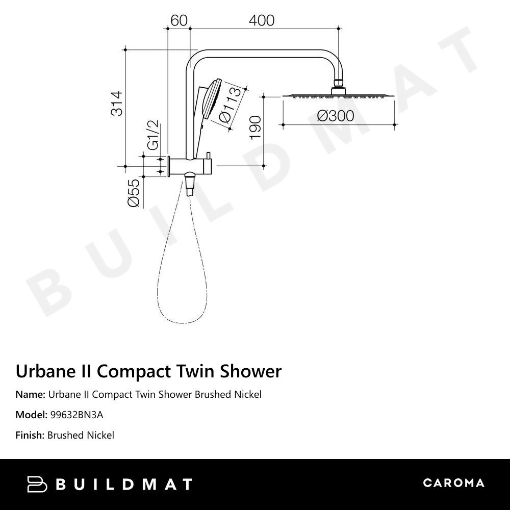 Urbane II Compact Twin Shower Brushed Nickel