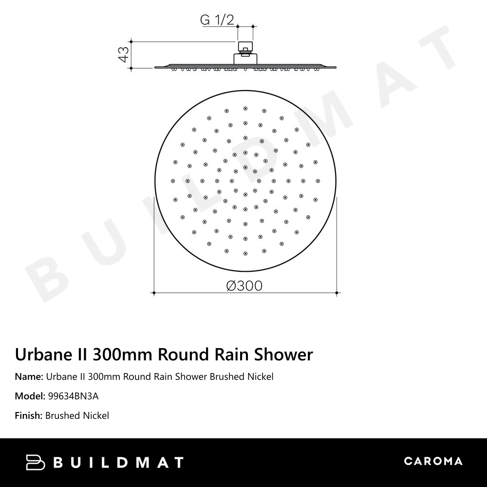 Urbane II 300mm Round Rain Shower Brushed Nickel