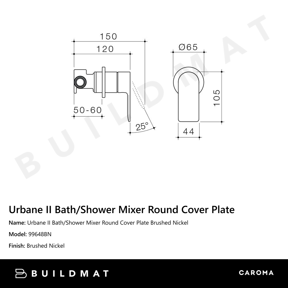 Urbane II Bath/Shower Mixer Round Cover Plate Brushed Nickel