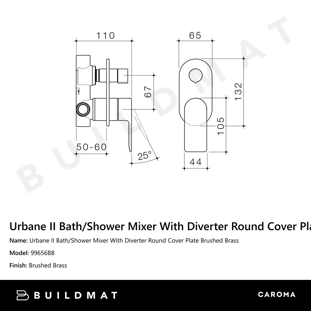 Urbane II Bath/Shower Mixer With Diverter Round Cover Plate Brushed Brass