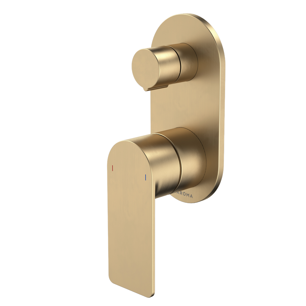 Urbane II Bath/Shower Mixer With Diverter Round Cover Plate Brushed Brass