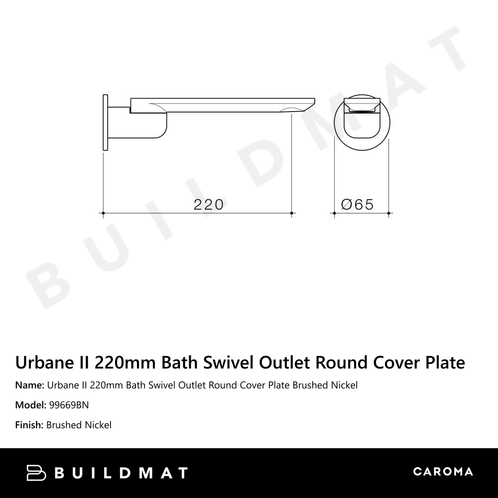 Urbane II 220mm Bath Swivel Outlet Round Cover Plate Brushed Nickel