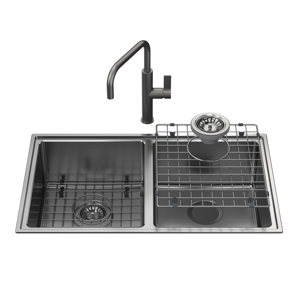 Urbane II  Double Bowl Sink with Urbane II Sink Mixer Gunmetal