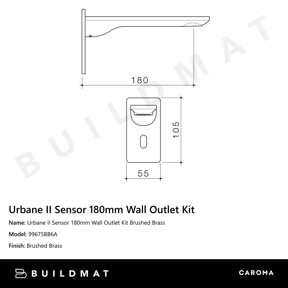 Urbane II  Sensor 180mm Wall Outlet Kit Brushed Brass