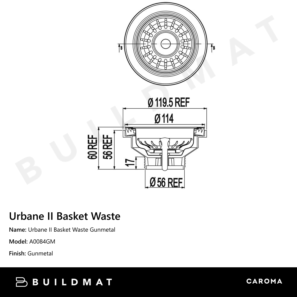 Urbane II  Basket Waste Gunmetal