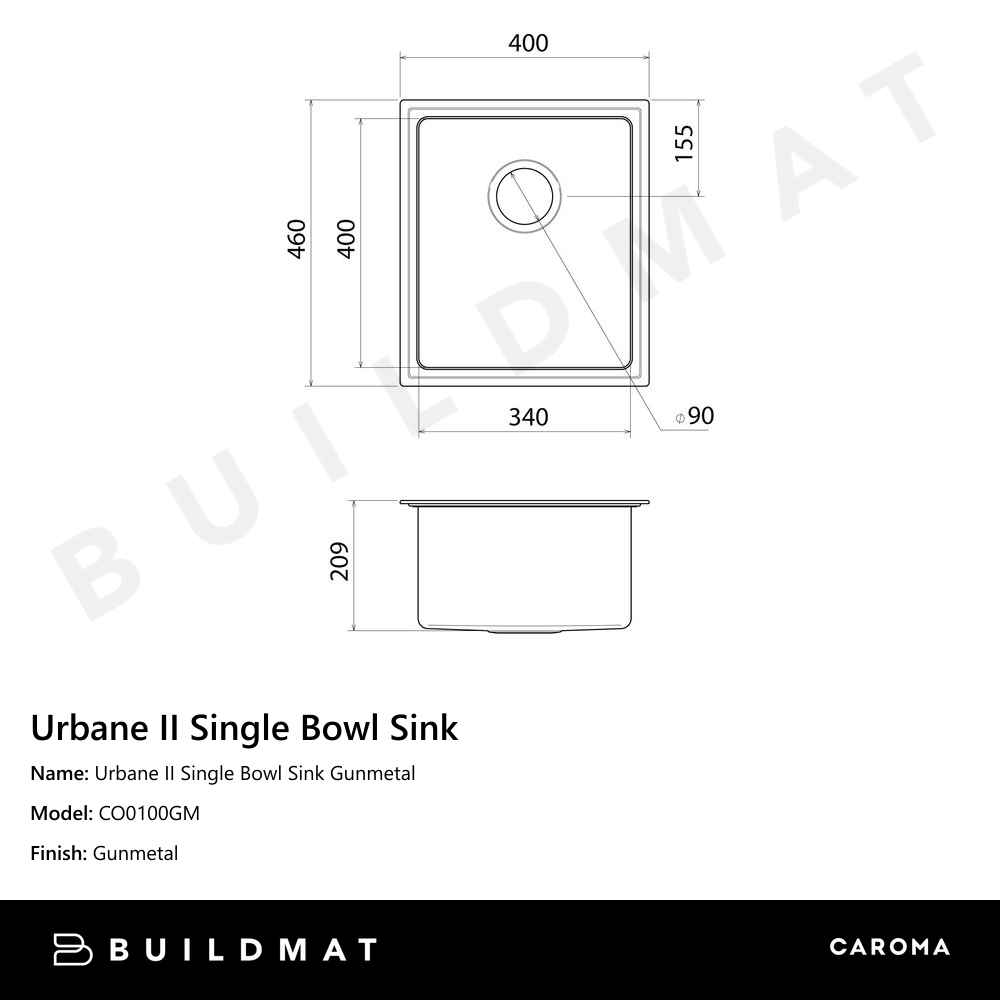 Urbane II  Single Bowl Sink Gunmetal