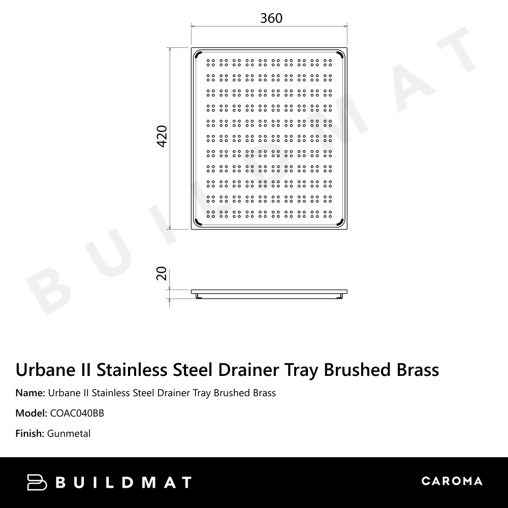 Urbane II  Stainless Steel Drainer Tray Brushed Brass