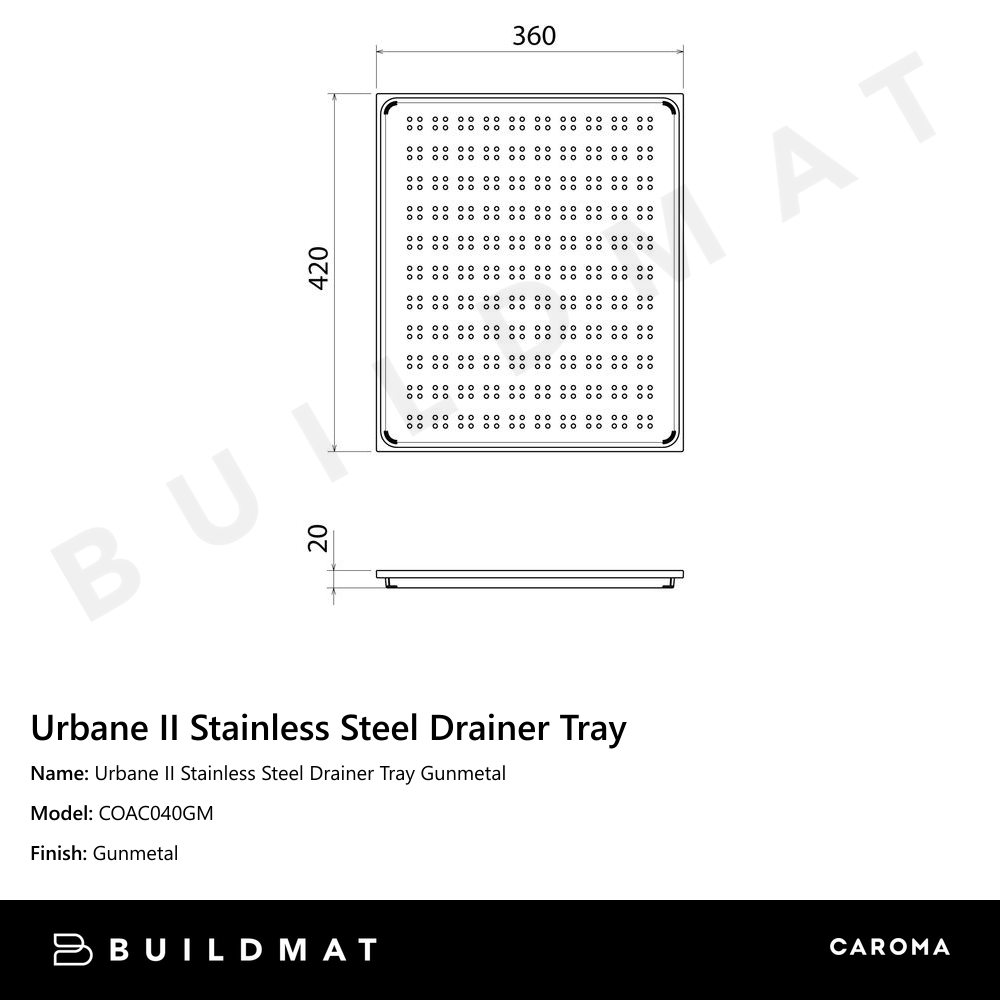 Urbane II  Stainless Steel Drainer Tray Gunmetal