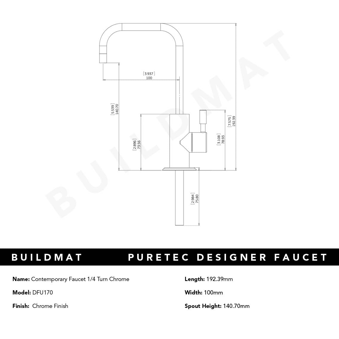 Contemporary Faucet 1/4 Turn Chrome Filter Tap