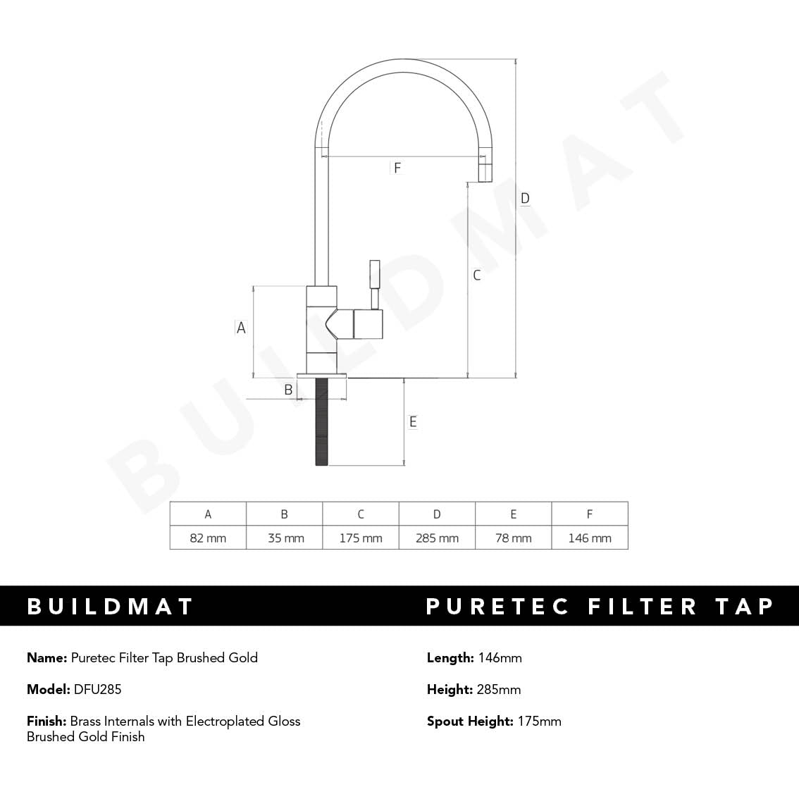 Filter Tap Brushed Gold