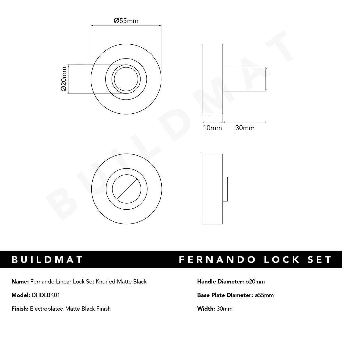 Fernando Linear Lock Set Matte Black