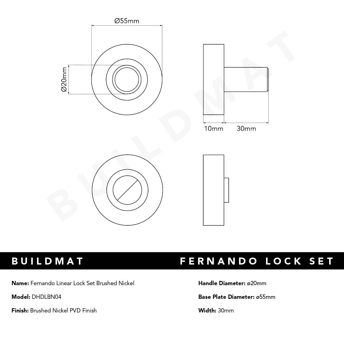 Fernando Linear Lock Set Brushed Nickel