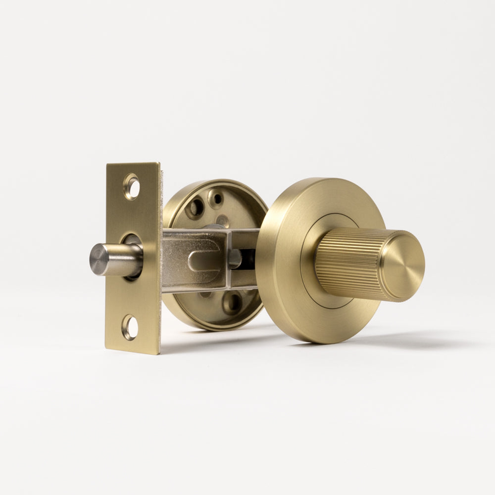 Fernando Linear Lock Set Brushed Brass Gold