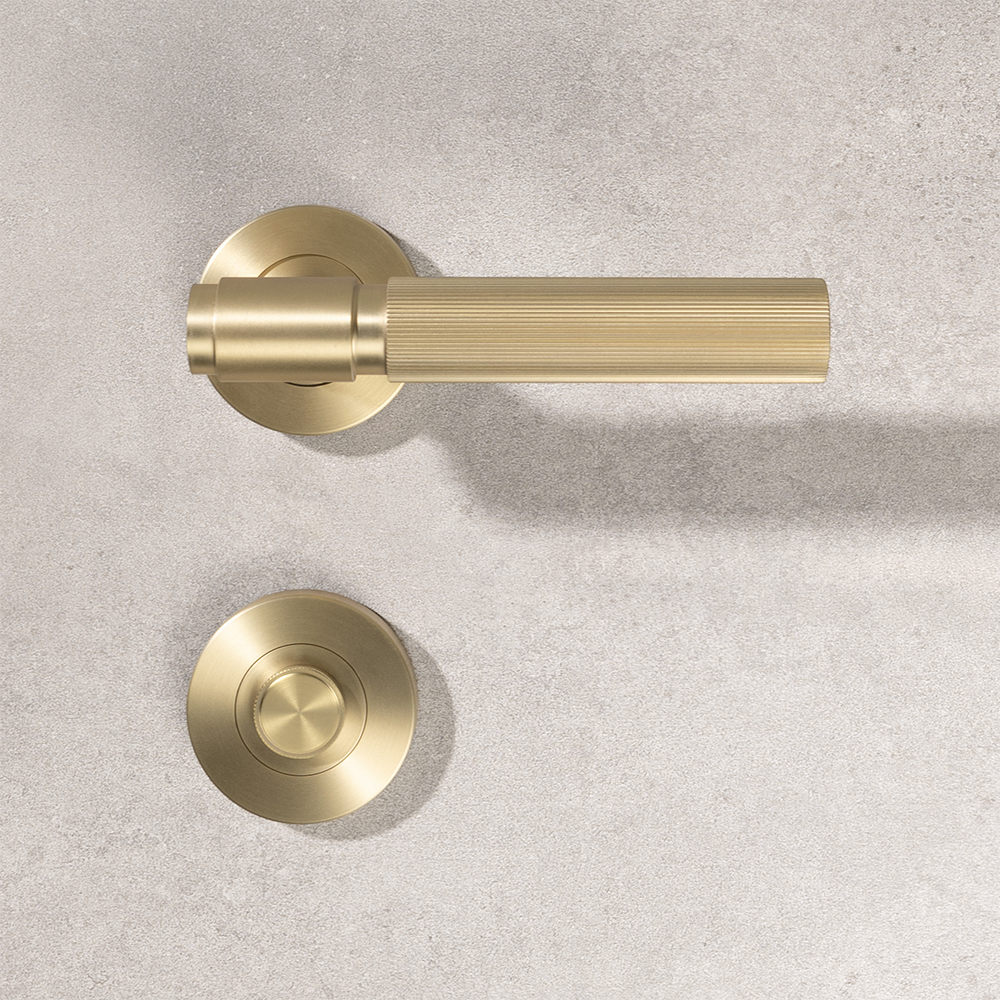 Fernando Linear Lock Set Brushed Brass Gold