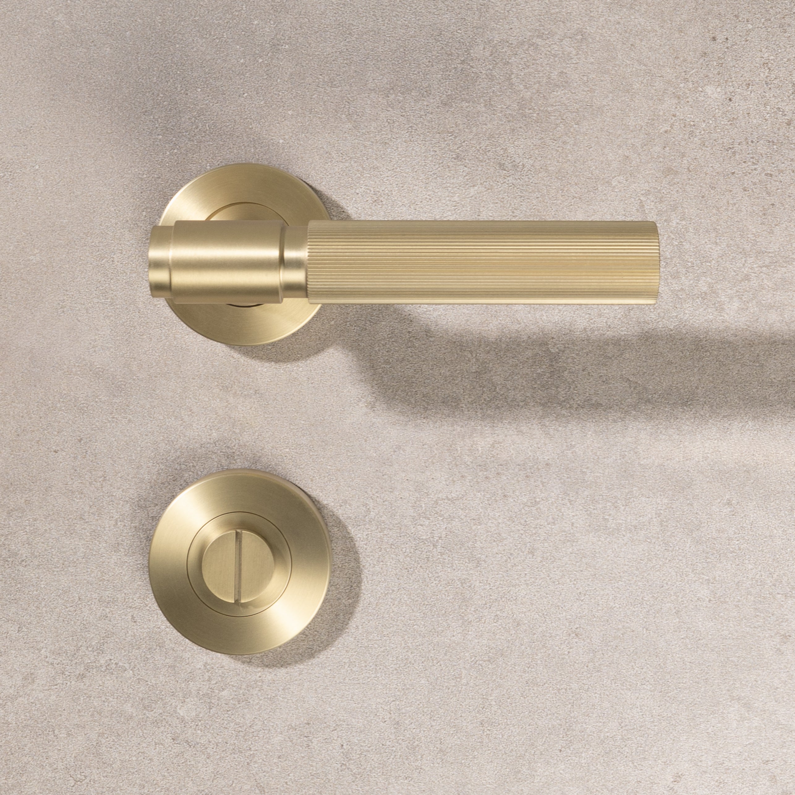 Fernando Linear Lock Set Brushed Brass Gold