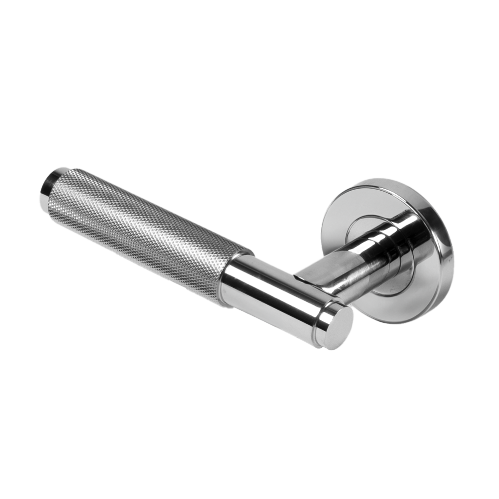 Ivan Door Handle Knurled Chrome