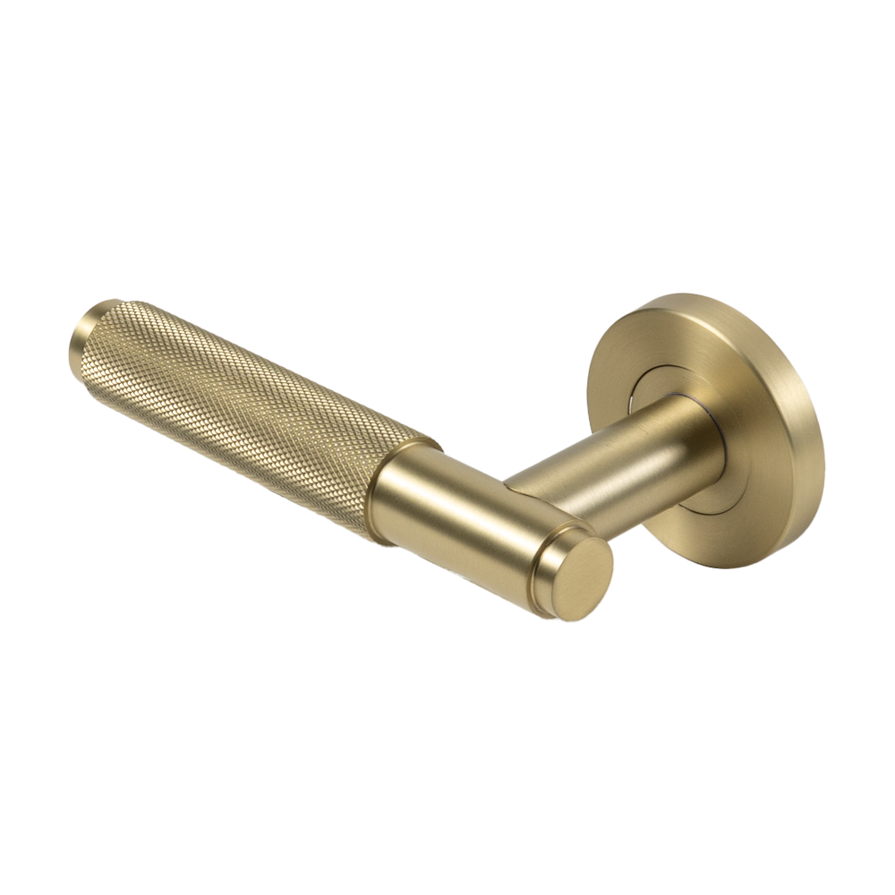 Ivan Door Handle Knurled Brushed Brass Gold – Buildmat