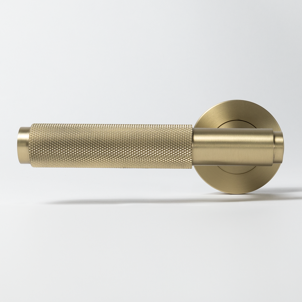 Ivan Door Handle Knurled Brushed Brass Gold