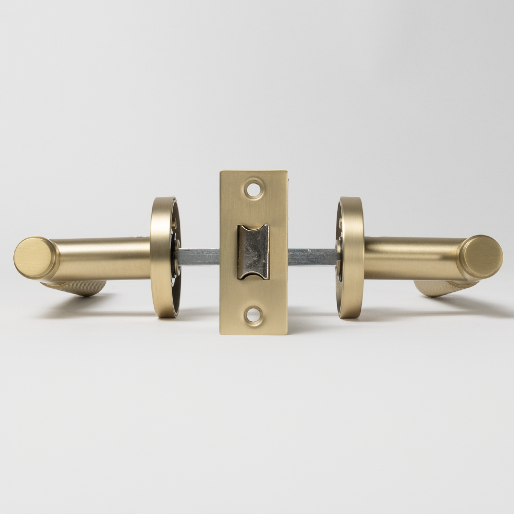 Ivan Door Handle Knurled Brushed Brass Gold