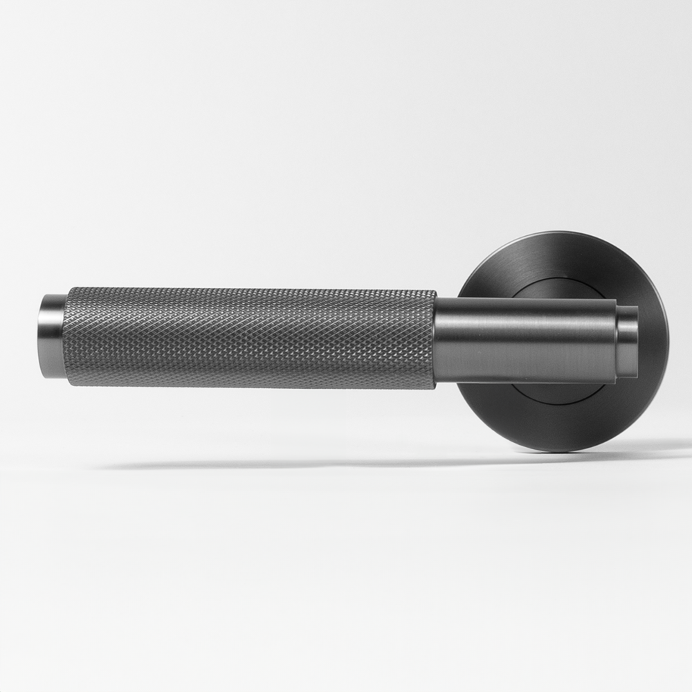 Ivan Door Handle Knurled Brushed Gunmetal