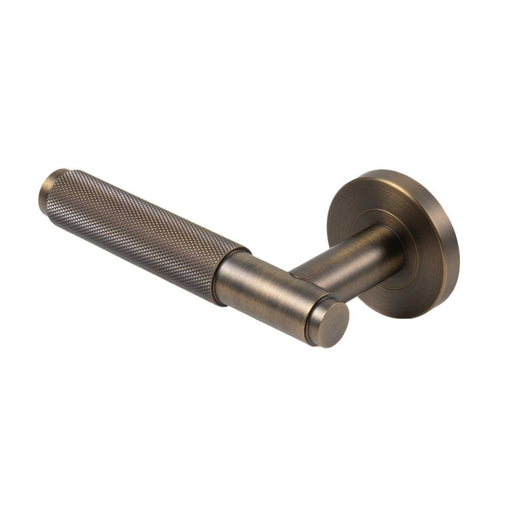 Ivan Door Handle Knurled Brushed Vintage Antique Brass – Buildmat