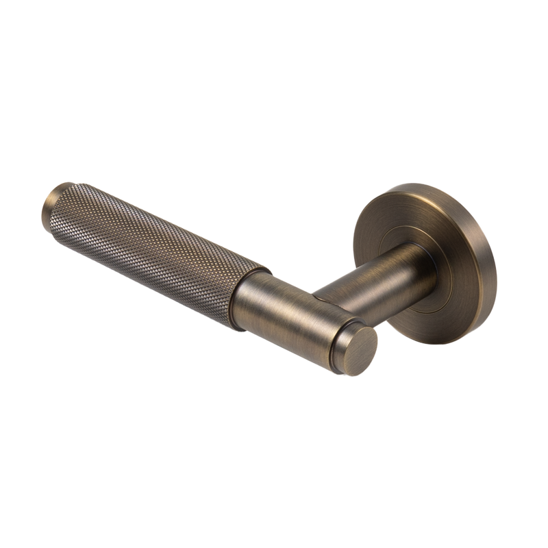 Ivan Door Handle Knurled Brushed Vintage Antique Brass