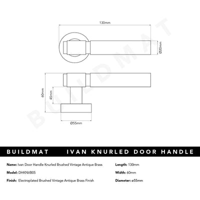 Ivan Door Handle Knurled Brushed Vintage Antique Brass