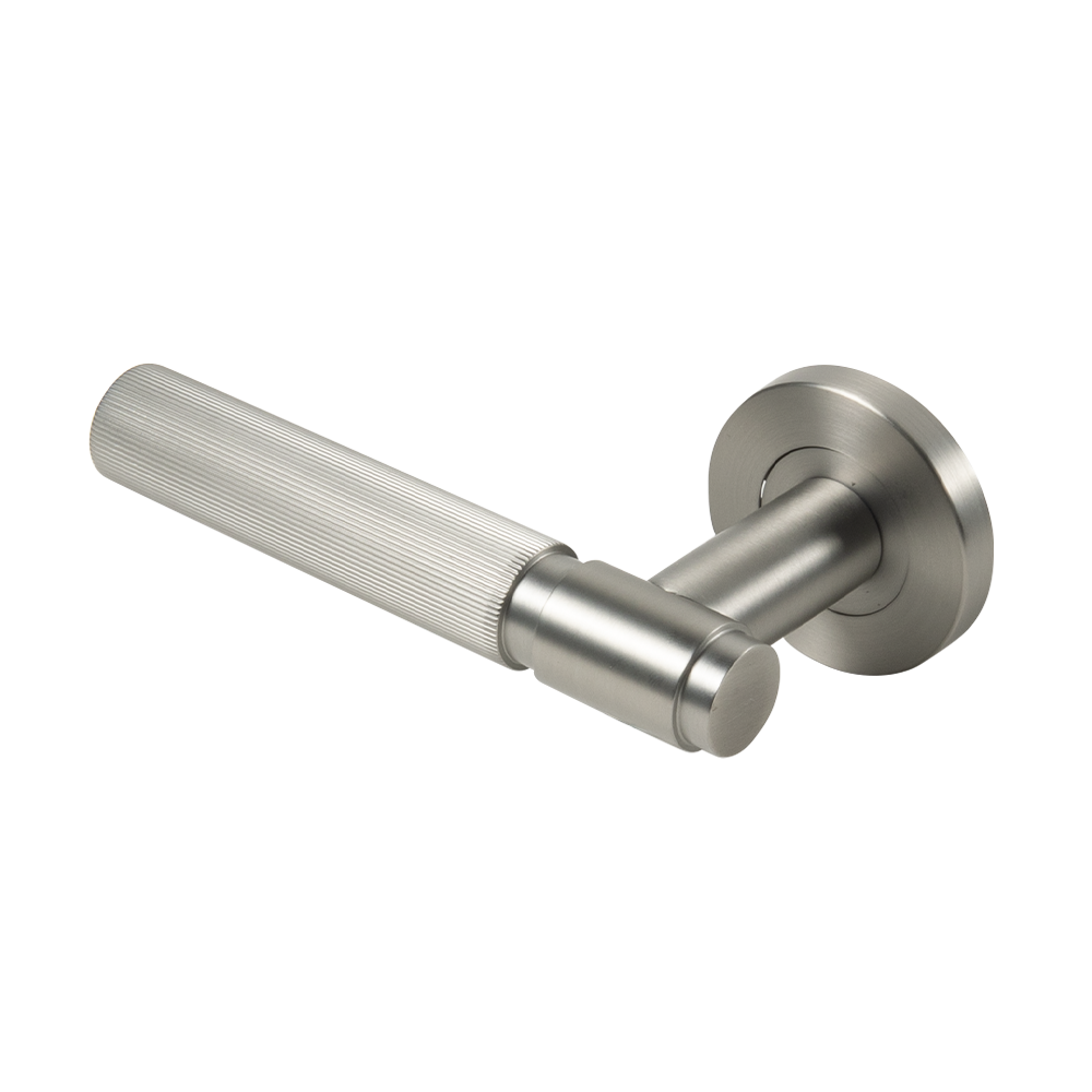 Marko Door Handle Linear Reeded Brushed Nickel