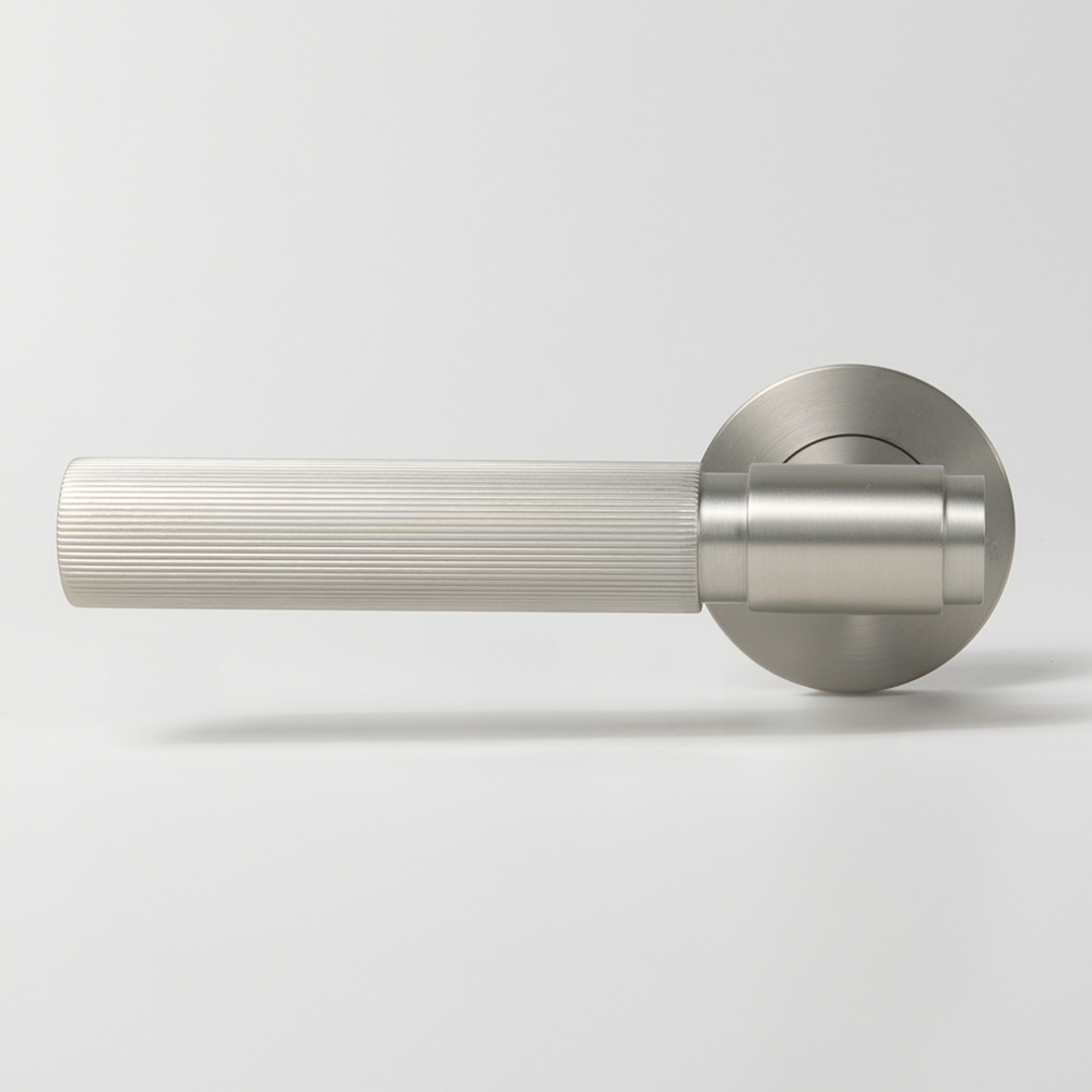 Marko Door Handle Linear Reeded Brushed Nickel