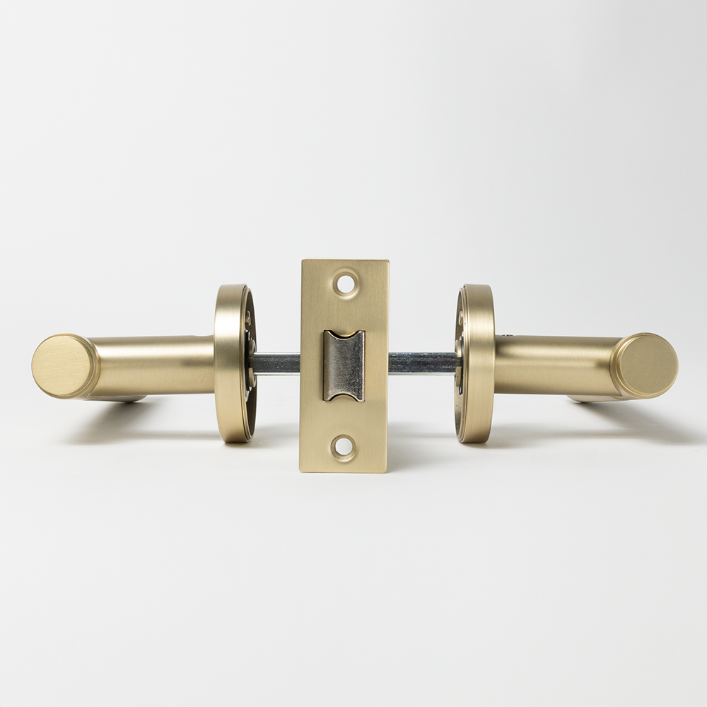 Marko Door Handle Linear Reeded Brushed Brass Gold