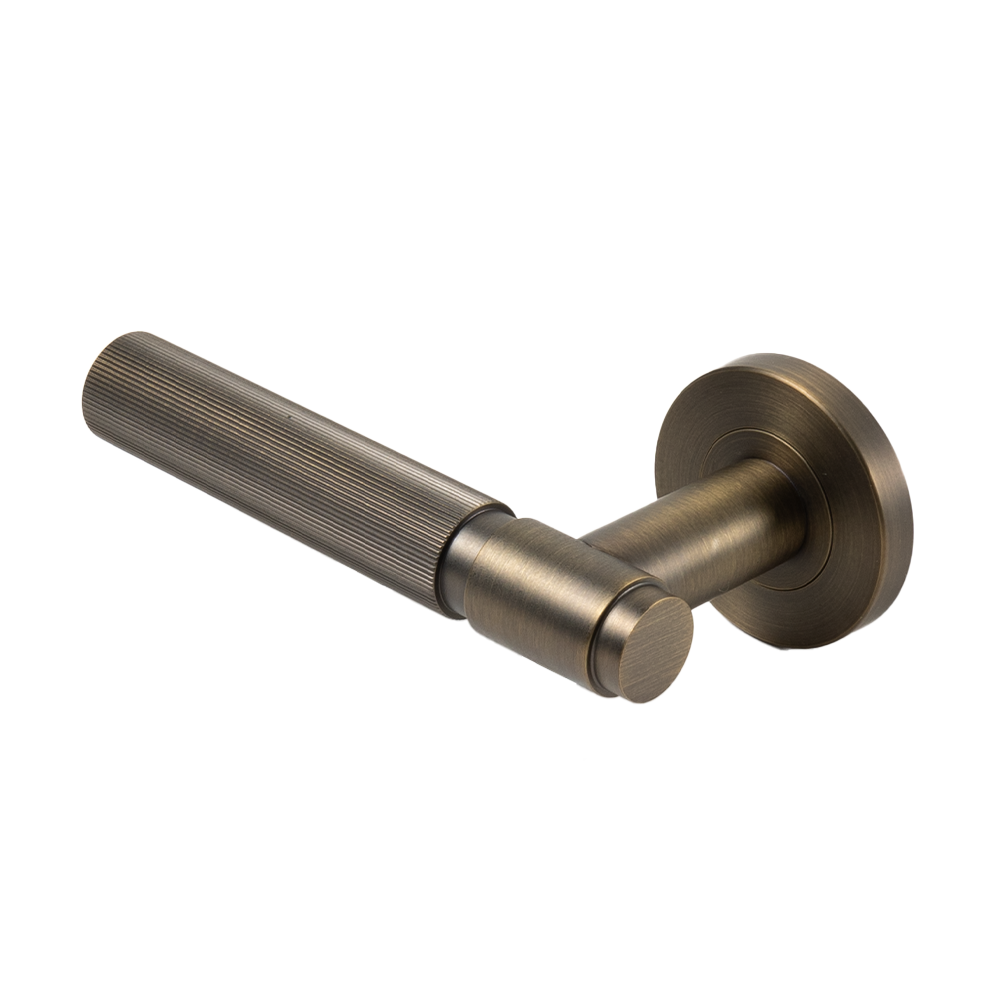 Marko Door Handle Linear Reeded Brushed Vintage Antique Brass – Buildmat