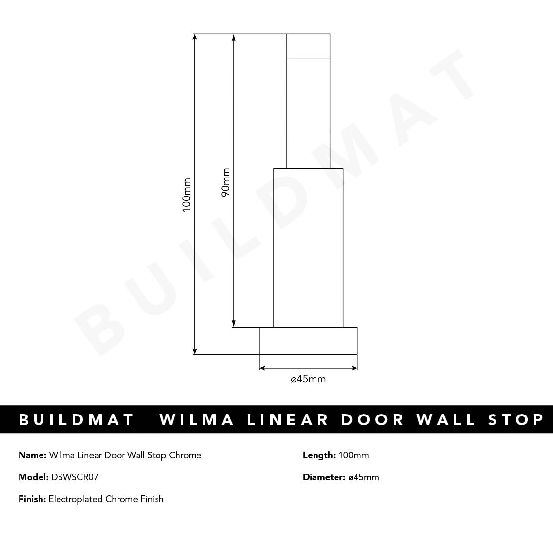 Wilma Linear Door Wall Stop Chrome