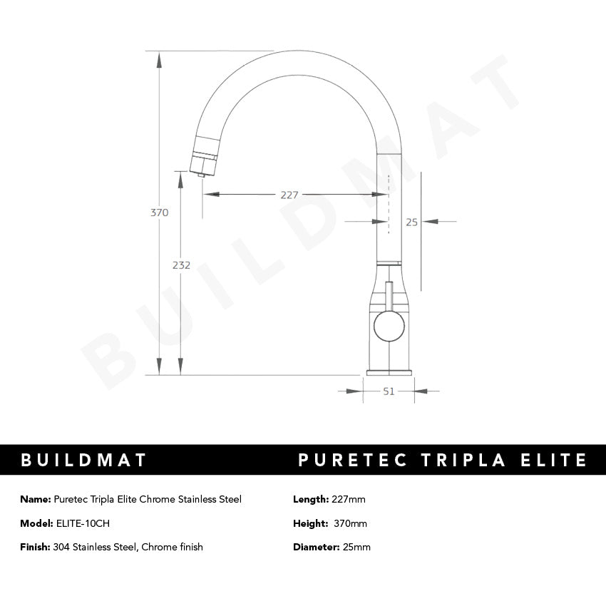 Puretec Tripla Elite Chrome Stainless Steel