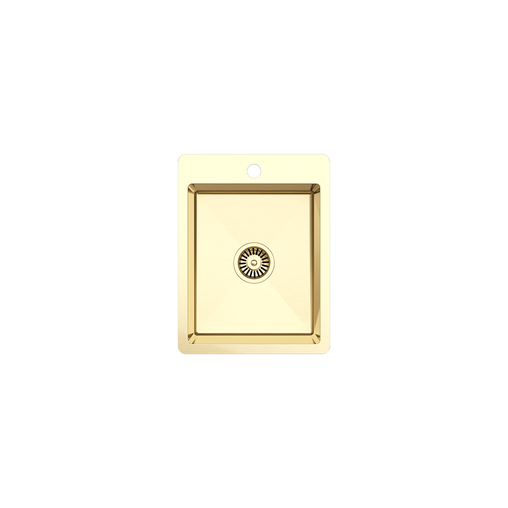 Evelyn 380x500 Single Bowl Tap Landing Sink Brushed Brass Gold