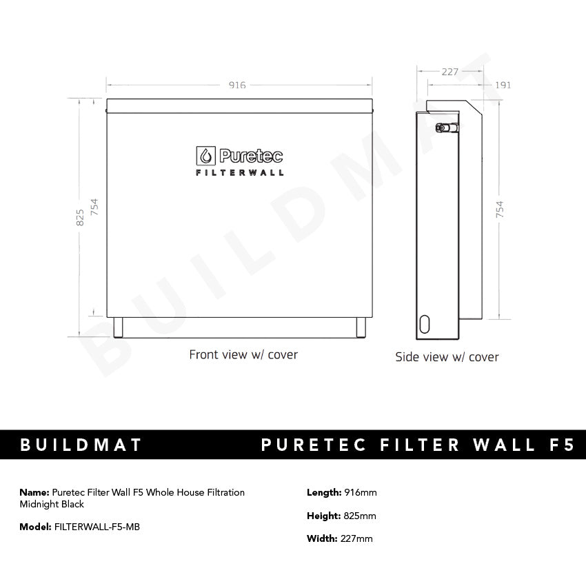 Puretec Filter Wall F5 Whole House Filtration Midnight Black