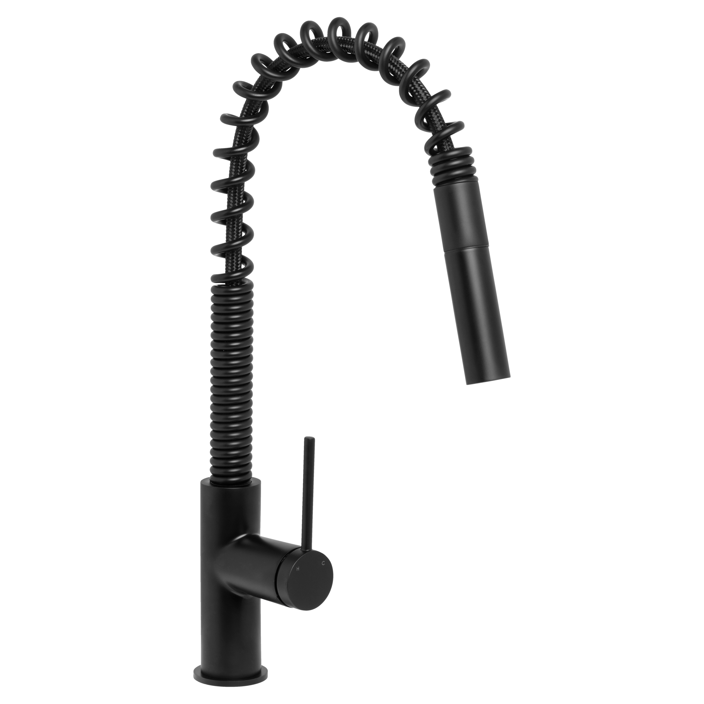 Venezia Gooseneck Pull Out Spring Sink Mixer Matte Black