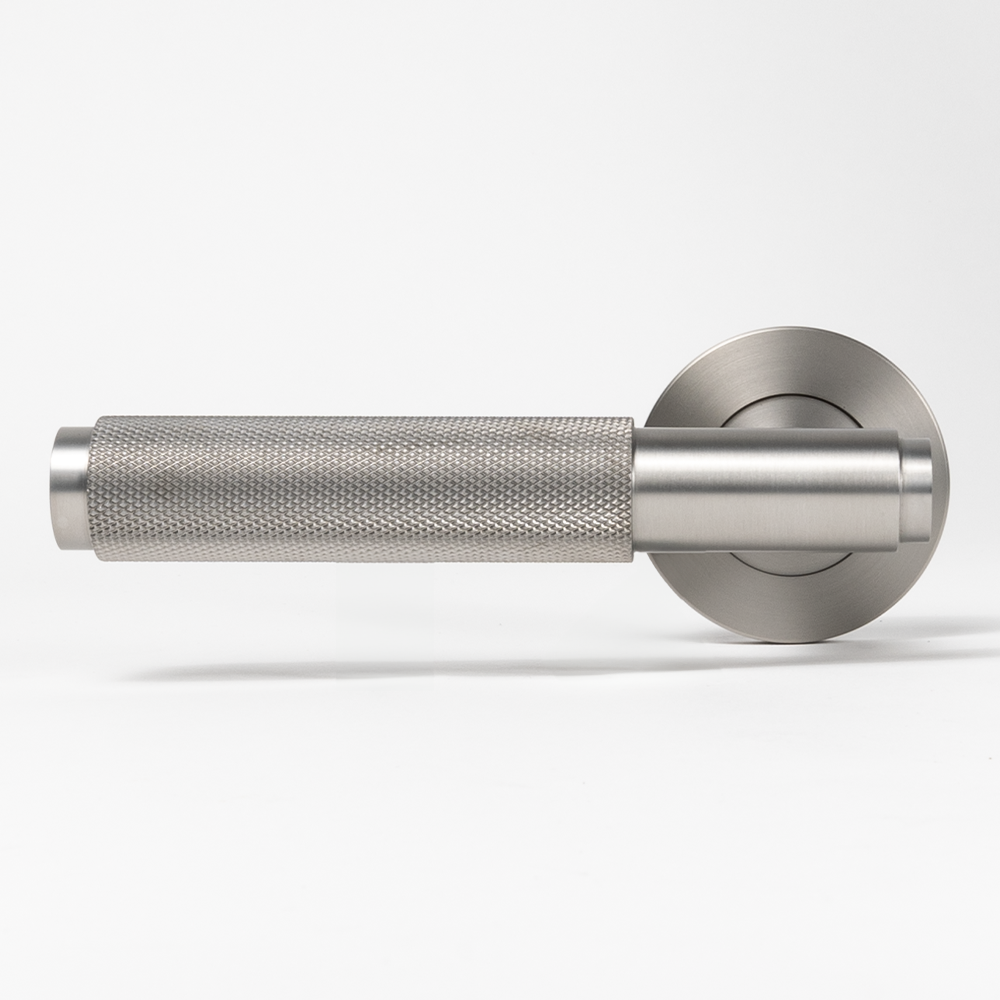 Ivan Door Handle Knurled Brushed Nickel