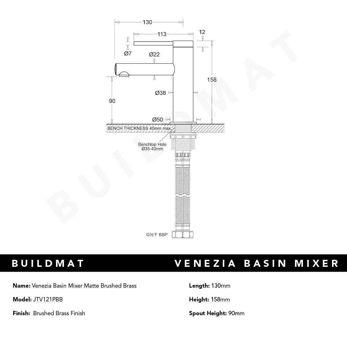 Venezia Basin Mixer Brushed Brass