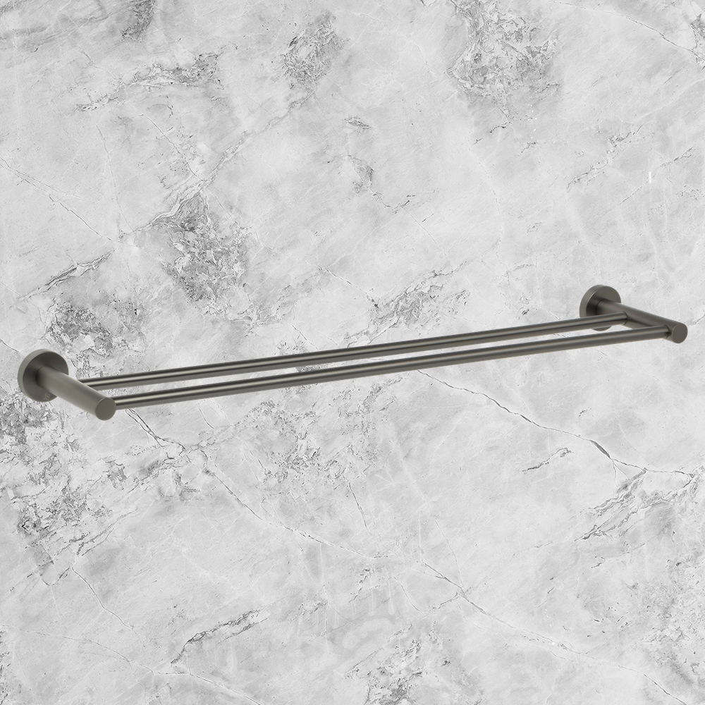 Venezia Double Towel Rail 600mm Brushed Gunmetal