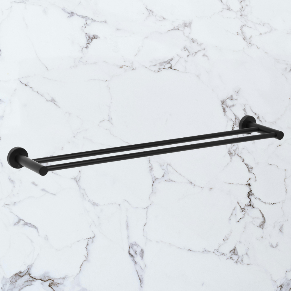 Venezia Double Towel Rail 600mm Matte Black