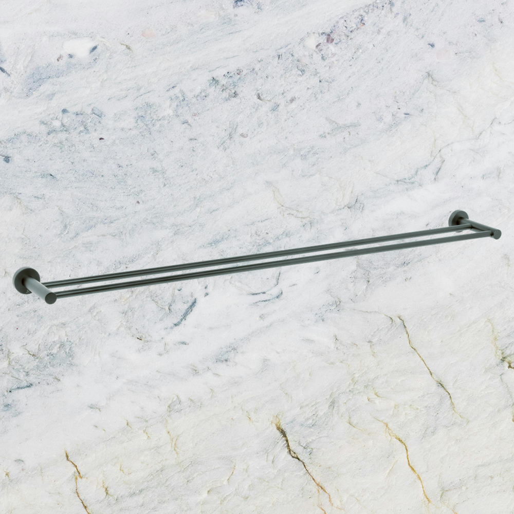 Venezia Double Towel Rail 900mm Brushed Gunmetal