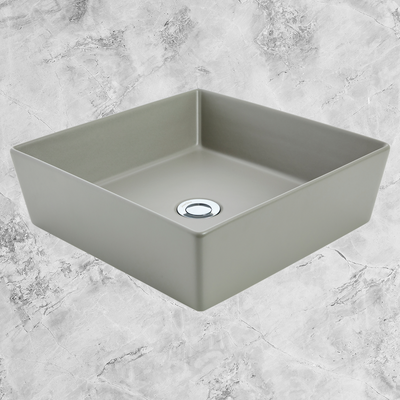 Venezia Square Countertop Vessel With Chrome Pop-up Waste Ash