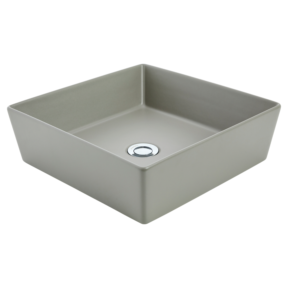 Venezia Square Countertop Vessel With Chrome Pop-up Waste Ash